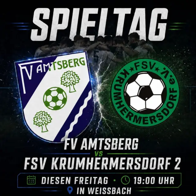 Heimspiel. Fußball. ⚽🔥

Freitagabend noch nichts vor? Dann kommt nach Weißbach und verbringt mit uns einen schönen Fußballabend!

Die Vorbereitung läuft auf Hochtouren und der nächste Test steht an. Am Freitagabend begrüßen wir die zweite Mannschaft des FSV Krumhermersdorf.

Für uns die nächste Gelegenheit, weiter an den Abläufen zu feilen, Spielpraxis zu sammeln und als Mannschaft den nächsten Schritt zu machen. Jeder Test bringt uns ein Stück näher an den Saisonstart – und dabei zählt jede Minute auf dem Platz.

Anpfiff ist 19:00 Uhr in Weißbach. Kommt vorbei, unterstützt unsere Jungs. Wir freuen uns auf jeden Einzelnen!

Auf geht’s FVA!

#meineliebe #meinverein #nurderfva