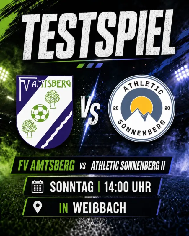 Das wird nochmal ein richtiger Härtetest! ⚽🔥

Vier Wochen Vorbereitung liegen hinter uns. Kilometer wurden gefressen, unzählige Sprints gezogen und der ein oder andere Muskel hat sich inzwischen auch wieder gemeldet. Jetzt wartet der letzte Härtetest, bevor nächste Woche endlich wieder Punkte verteilt werden.

Mit Athletic Sonnenberg II kommt ein Gegner nach Weißbach, der uns noch einmal alles abverlangen wird. Genau so soll’s sein – lieber jetzt noch einmal ordentlich schwitzen, als nächste Woche blöd aus der Wäsche schauen.

Für unser Trainerteam ist es die letzte Gelegenheit, an den berühmten Stellschrauben zu drehen. Für uns Spieler heißt es: Gas geben, Zweikämpfe annehmen und Selbstvertrauen für den Ligastart tanken.

Also kommt vorbei, unterstützt den FVA und stimmt euch gemeinsam mit uns auf die neue Saison ein!

🗓 Sonntag | 14:00 Uhr
📍 Arena Weißbach

Nächste Woche zählt’s dann wieder um Punkte – morgen gibt’s die Generalprobe. Und die wollen wir gewinnen! 💚🤍

#meineliebe #meinverein #nurderfva